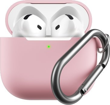 Class and Culture LLC KeyBudz Elevate Keychain - Silikonové ochranné pouzdro pro AirPods 4. generace (světle růžová)