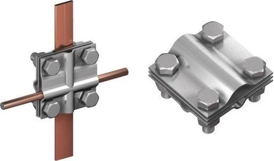 Elko-Bis Křížový držák RST G10395N 1/2 5/8 pro spojení se svislými uzemňovacími tyčemi M8 z nerezové oceli