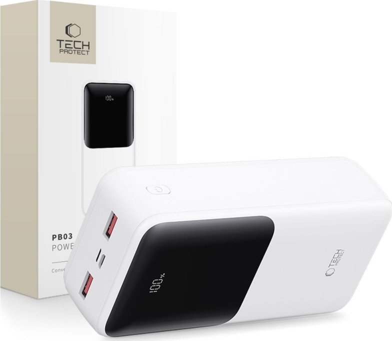 TECH-PROTECT PB03 POWER BANKA 30000MAH 22,5W BÍLÁ