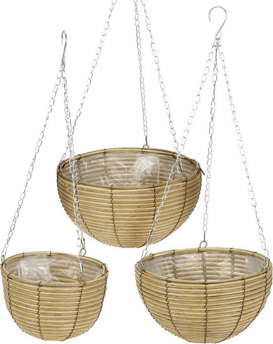 Závěsné proutěné květináče, 3 kusy v různých velikostech