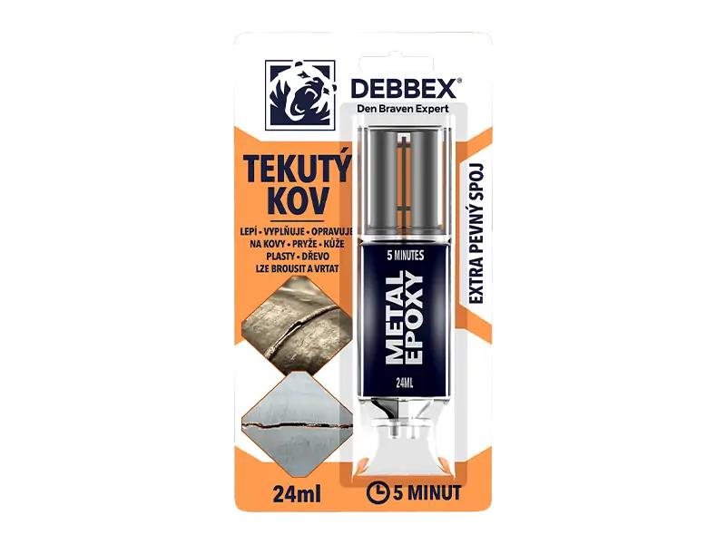 Lepidlo epoxy dvojzložkové kov 24 ml striekačka DEBBEX