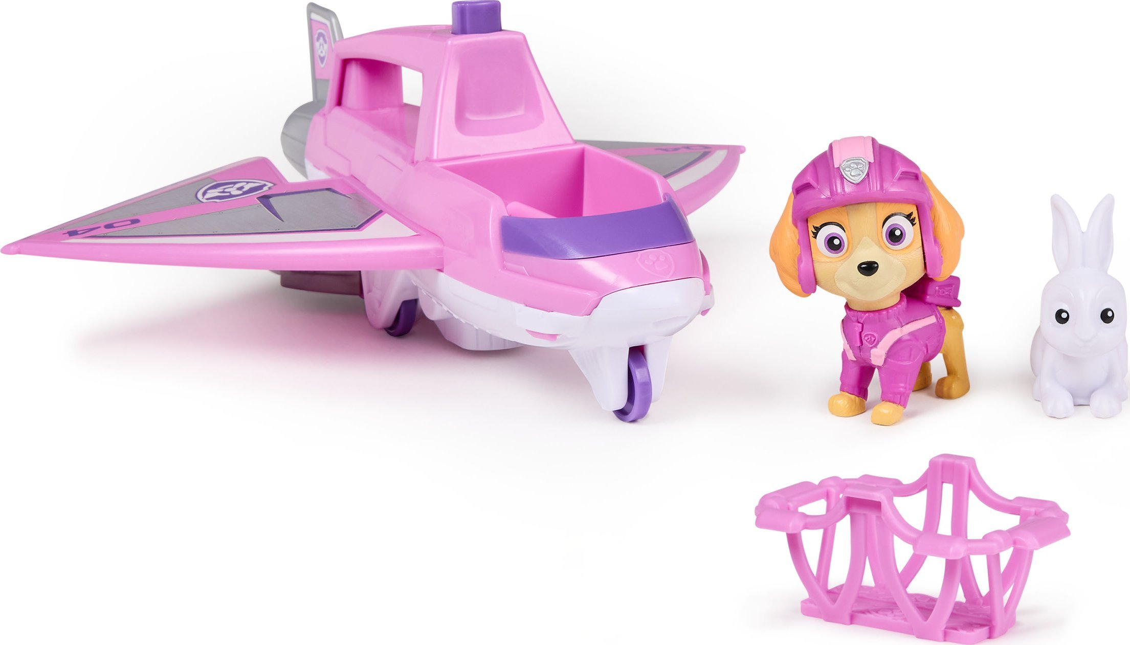 Spin Master Paw Patrol Air Rescue – Skyeino záchranné letadlo se zatahovacím drápem a záchranným košem, s figurkou Skye a králíkem, hračkou