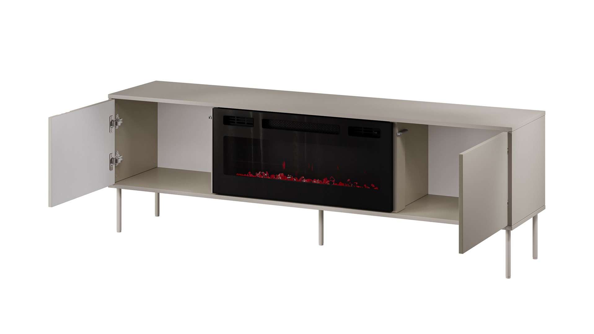 Cama RTV skříň EF + krb černá TRESSE 180x40x54,5 kašmírový matný