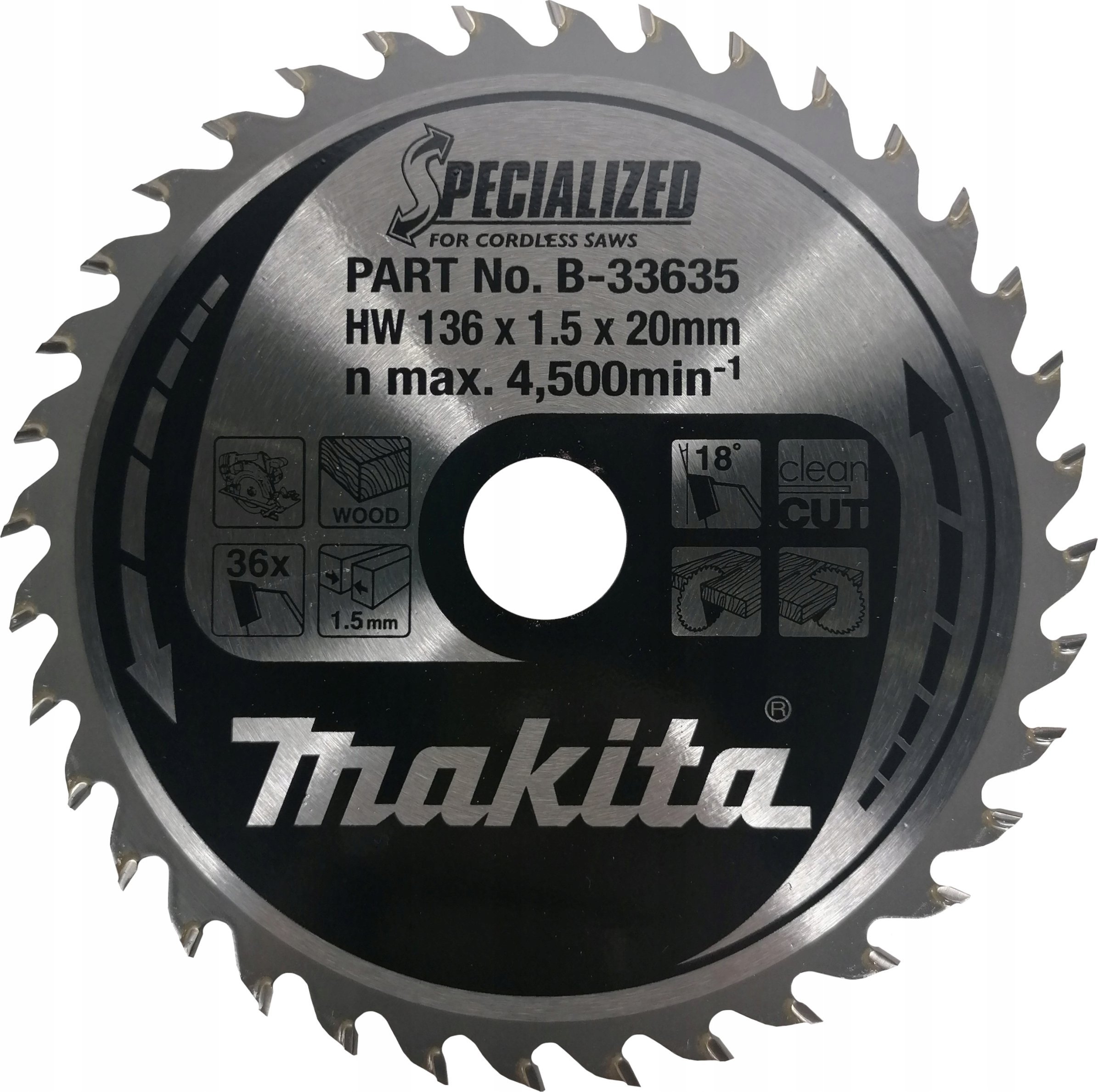 Makita  KRUHOVÁ PILA 136x20x36z SPECIALIZED WOOD