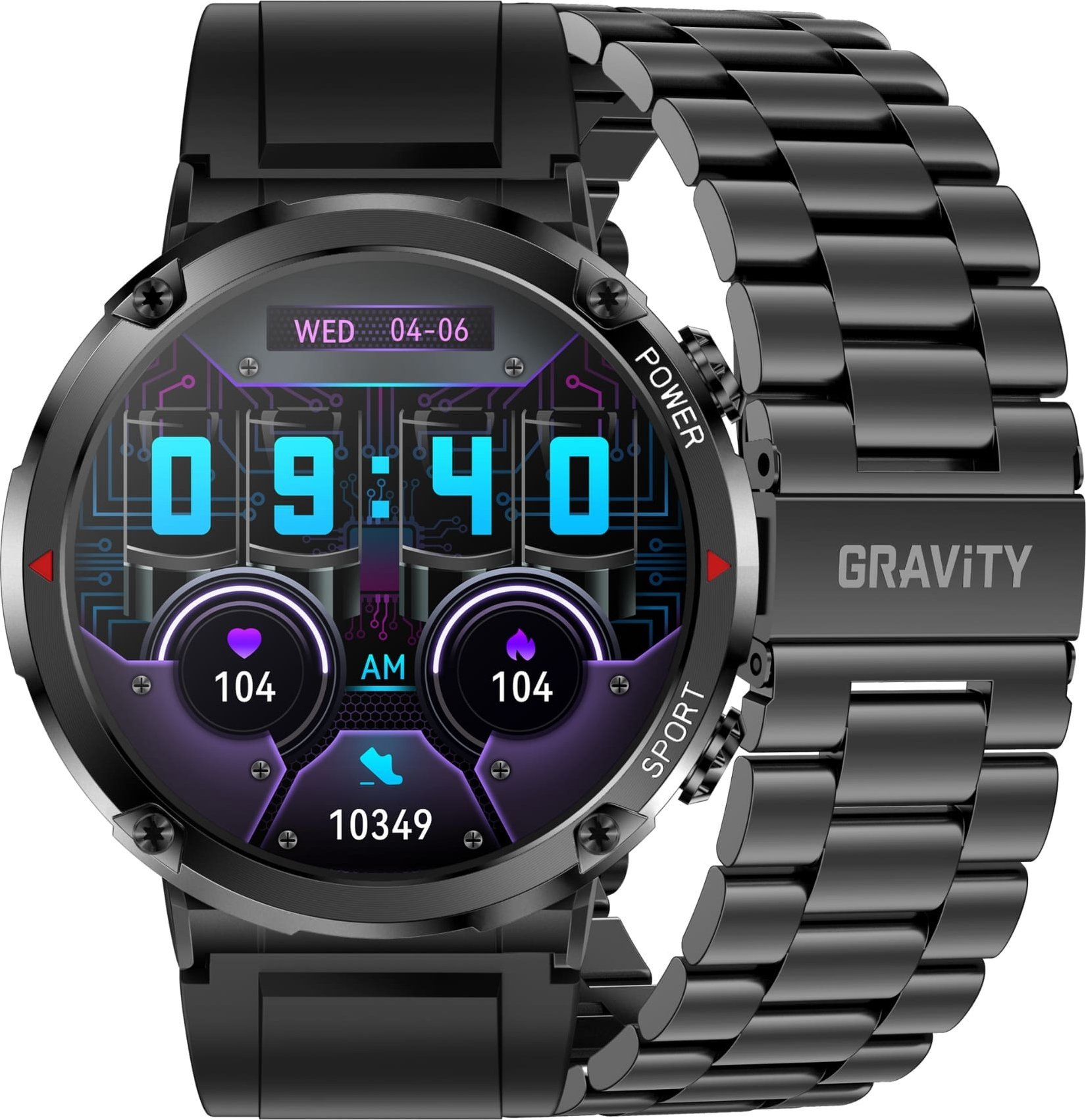 Chytré hodinky Gravity Pánské hodinky SMARTWATCH GRAVITY GT21-1 BK/BK STEEL/BK