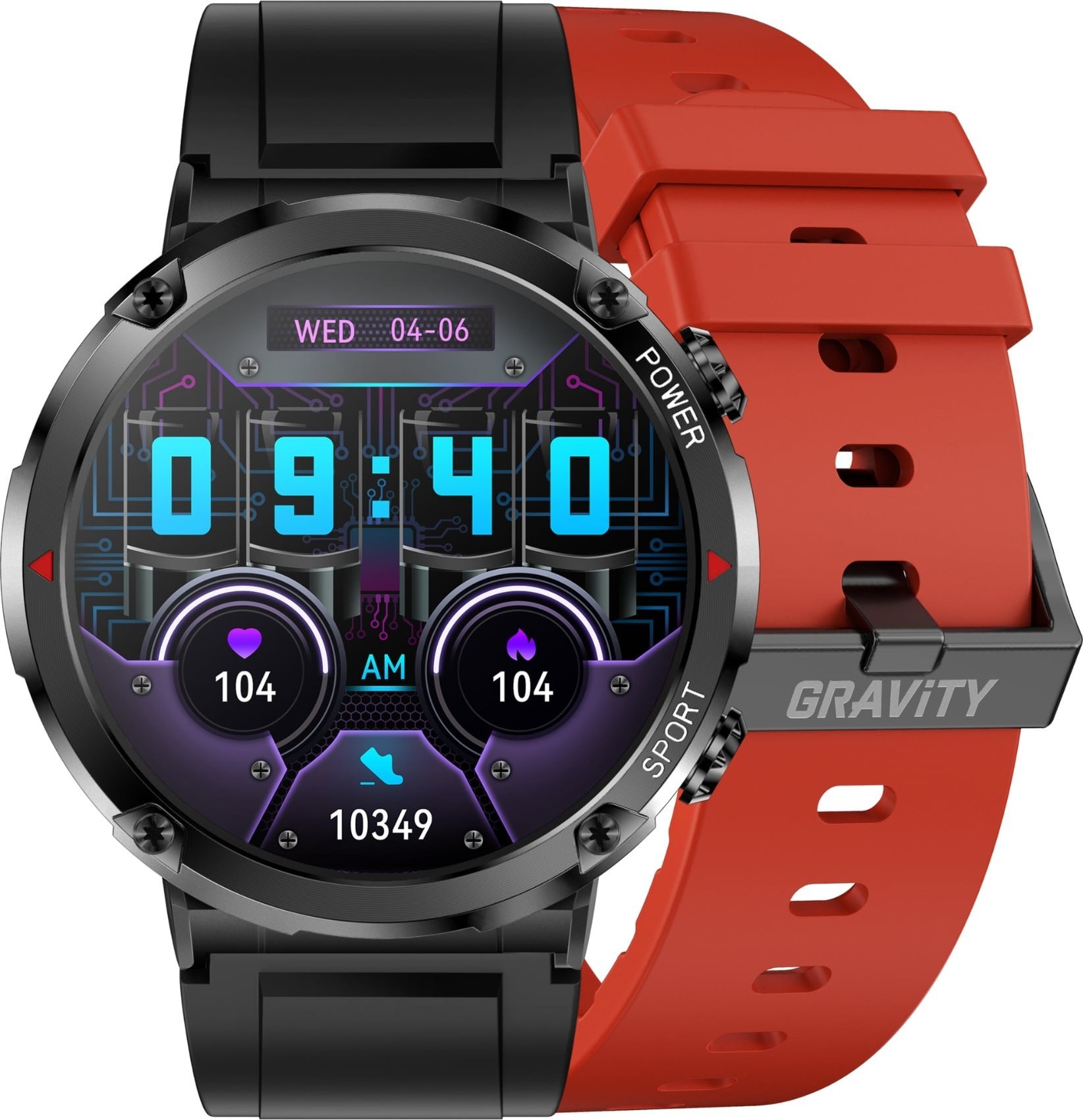 Chytré hodinky Gravity Pánské hodinky SMARTWATCH GRAVITY GT21-6 BK/RD/BK