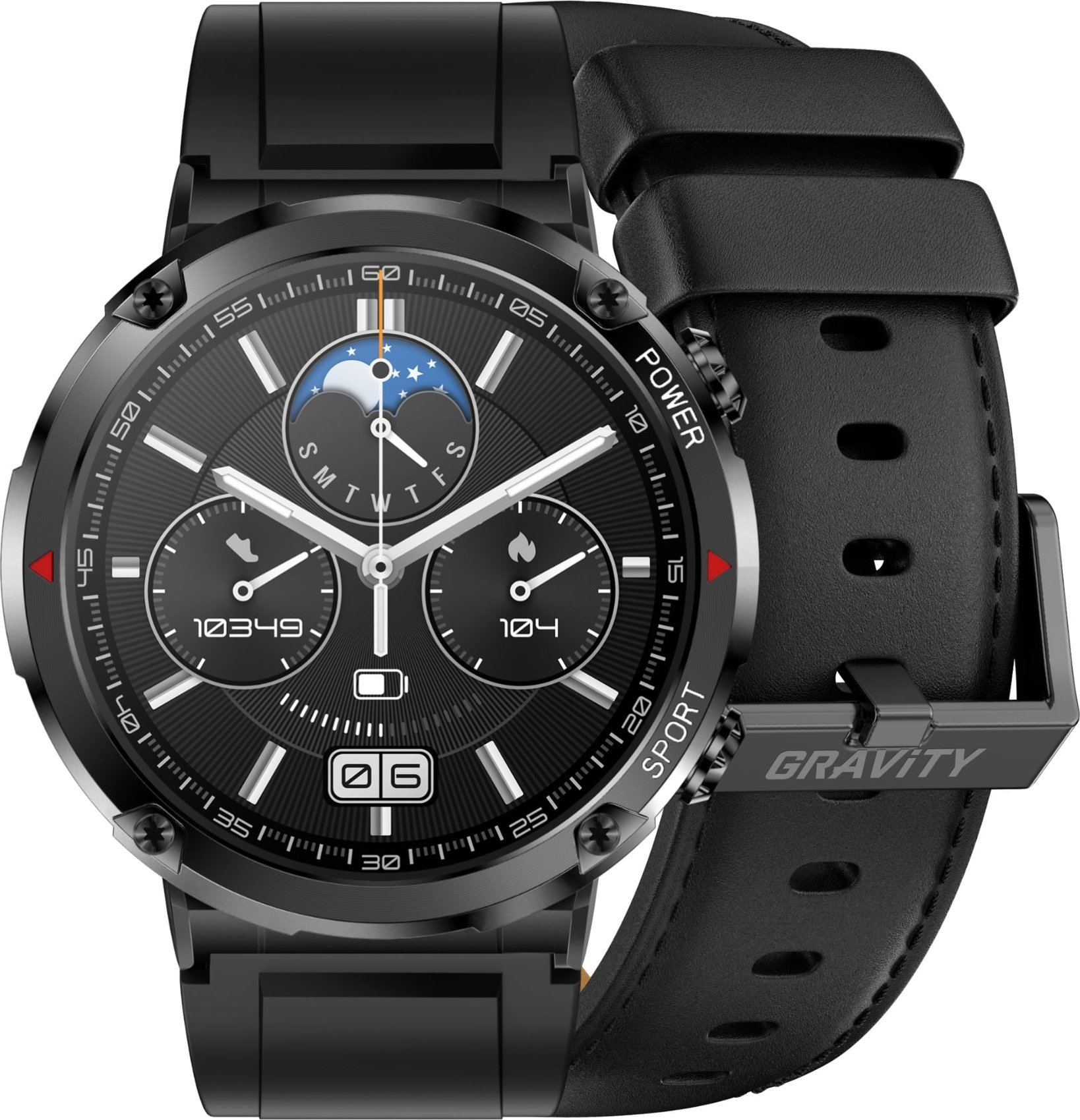 Chytré hodinky Gravity Pánské hodinky SMARTWATCH GRAVITY GT21-3 BK/BK LEATHER / BK