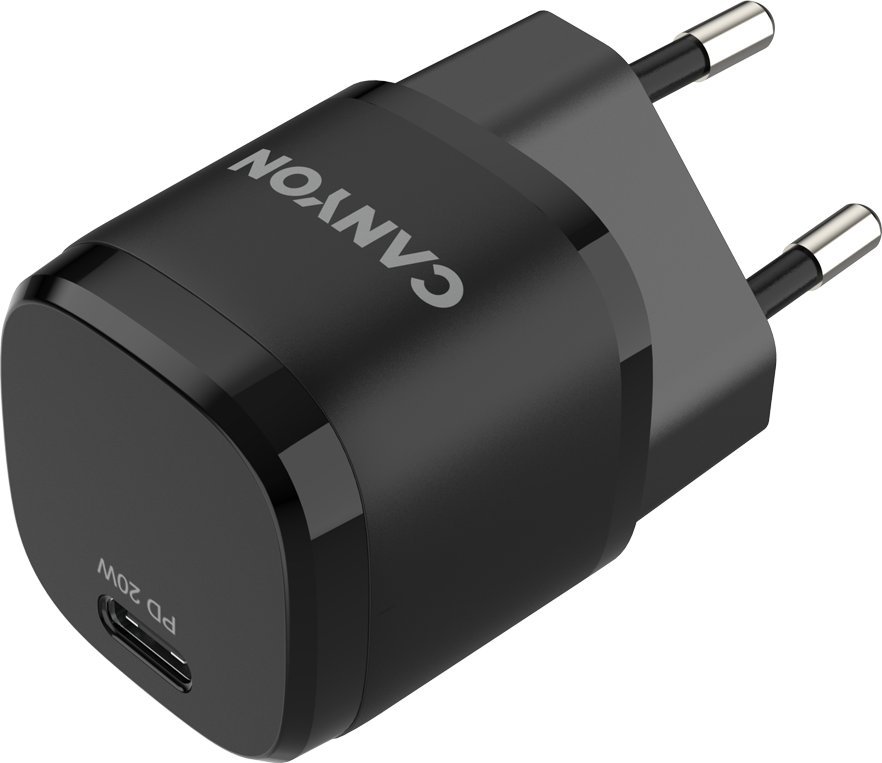 CANYON nabíječka do sítě H-20-05, 1x USB-C PD 20W, černá