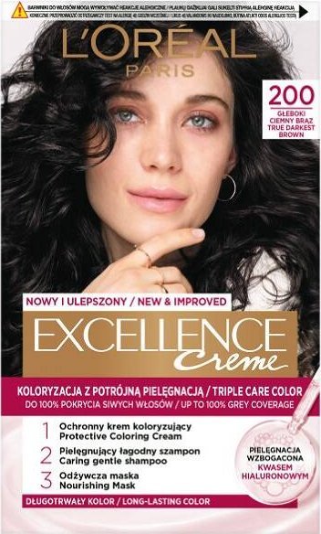 Alkotest L OREAL Excellence Creme barva na vlasy 200 Tmavě hnědá 176 ml