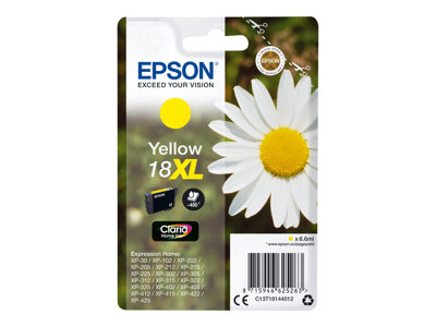 Epson 18XL - 6.6 ml - XL - žlutá - originální - blistr s RF alarmem - inkoustová cartridge - pro Expression Home XP-212, 215, 225, 312, 315, 322, 325, 412, 415, 422, 425
