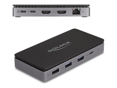 Delock - Dokovací stanice - USB-C / Thunderbolt 3 / Thunderbolt 4 - 2 x HDMI - 1GbE