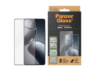 PanzerGlass - Ochrana obrazovky pro mobilní telefon - ultra široký tvar - sklo - barva rámu černá - pro Xiaomi 14T Pro