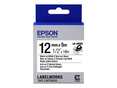 Epson LabelWorks LK-4WBQ - Černá na bílé - Role (1,2 cm x 5 m) 1 kazeta/y páska nálepek - pro LabelWorks LW-1000, 300, 400, 600, 700, 900, K400, Z5000, Z5010, Z700, Z710, Z900