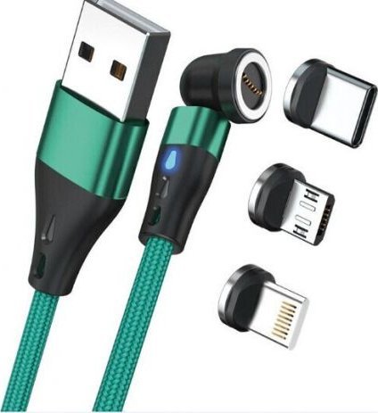 Realpower Magnetický kabel RealPower USB kabel 3 A, 1 m, s adaptérem