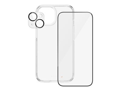 PanzerGlass - Balení 3 v 1 - sada chrániče obrazovky / objektivu / zadní strany pro mobilní telefon - sklo - barva rámu černá - pro Apple iPhone 15