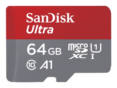 SanDisk Ultra - Paměťová karta flash (adaptér microSDXC na SD zahrnuto) - 64 GB - A1 / UHS-I U1 / Class10 - microSDXC UHS-I