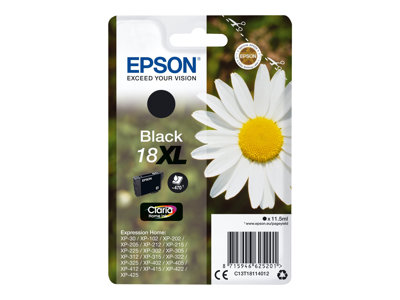 Epson 18XL - 11.5 ml - XL - černá - originální - blistr s RF alarmem - inkoustová cartridge - pro Expression Home XP-212, 215, 225, 312, 315, 322, 325, 412, 415, 422, 425