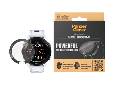 PanzerGlass - Ochrana obrazovky pro chytré hodinky - sklo - barva rámu černá - pro Garmin Forerunner 265