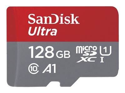 SanDisk Ultra - Paměťová karta flash (adaptér microSDXC na SD zahrnuto) - 128 GB - A1 / UHS-I U1 / Class10 - microSDXC UHS-I