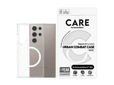 CARE by PanzerGlass Urban Combat - Zadní kryt pro mobilní telefon - polykarbonát, termoplastický polyuretan (TPU) - průhledná, bílá - pro Samsung Galaxy S25 Ultra