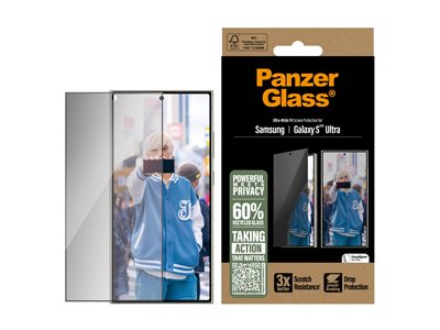 PanzerGlass Privacy - Ochrana obrazovky pro mobilní telefon - ultra široký tvar - sklo - s bezpečnostním filtrem - pro Samsung Galaxy S25 Ultra