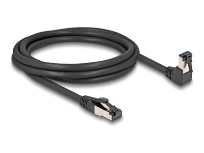 Delock - Patch kabel - RJ-45 (M) dolů zahnutý do RJ-45 (M) rovné - 2 m - 6.2 mm - S/FTP - CAT 8.1 - neobsahuje halogen, provedení bez hrbolků - černá