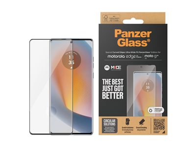PanzerGlass - Ochrana obrazovky pro mobilní telefon - ultraširoké přizpůsobení, zakřivené okraje - sklo - barva rámu černá - pro Motorola Edge 50 Fusion; Moto G85