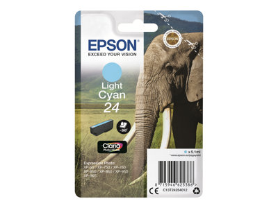 Epson 24 - 5.1 ml - světle azurová - originální - blistr s RF alarmem - inkoustová cartridge - pro Expression Photo XP-55, 750, 760, 850, 860, 950, 960, 970; Expression Premium XP-750, 850