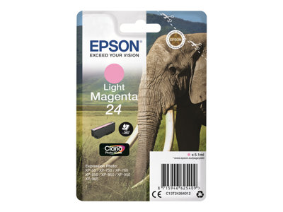 Epson 24 - 5.1 ml - světlá fialová - originální - blistr s RF alarmem - inkoustová cartridge - pro Expression Photo XP-55, 750, 760, 850, 860, 950, 960, 970; Expression Premium XP-750, 850
