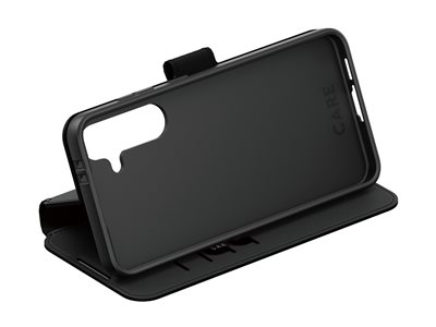 CARE by PanzerGlass - Pouzdro s klopou pro mobilní telefon - s hliníkovým stojánkem - termoplastický polyuretan (TPU), polyuretanová kůže - černá - pro Samsung Galaxy S24 FE