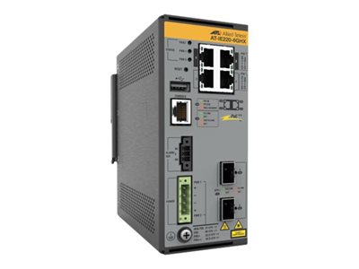 Allied Telesis AT IE220-6GHX - Přepínač - L2+ - řízený - 4 x 10/100/1000Base-T + 2 x 1 Gigabit / 10 Gigabit SFP+ (uplink) - lze montovat na konzolu DIN, pro připevnění na zeď - PoE++ (180 W)