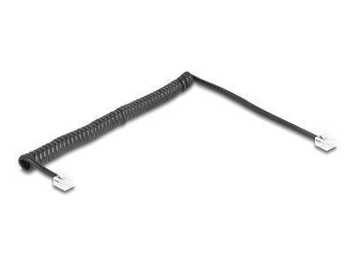 Delock - Telefonní kabel - RJ-11 (M) do RJ-11 (M) - 2 m - 4.8 mm - svinutý, pozlacené kontakty - černá