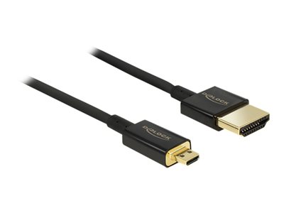 Delock Kábel High Speed HDMI s Ethernetom - HDMI-A samec > HDMI Micro-D samec 3D 4K 2 m Slim Premium