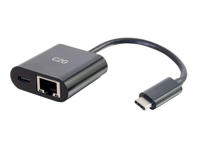 C2G USB C to Ethernet Adapter With Power Delivery - Black - Síťový adaptér - USB-C - Gigabit Ethernet x 1 - černá