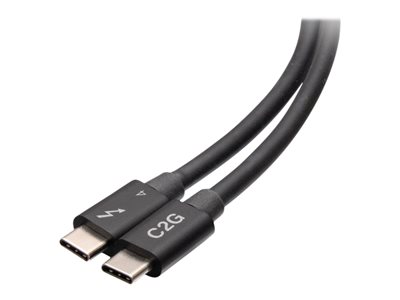 C2G 2.5ft Thunderbolt 4 USB C Cable - USB C to USB C - 40Gbps - M/M - Kabel Thunderbolt - 24 pin USB-C (M) do 24 pin USB-C (M) - USB 3.2 / DisplayPort 2.1 / Thunderbolt 4 - 30 V - 76 cm - podpora 4K60