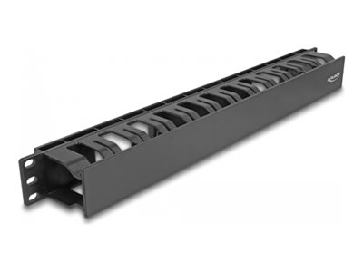 Delock - Stojanový panel pro uspořádání kabelů - se 2 otvory, plast - černá - 1U - 19