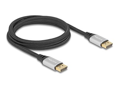 Delock - Kabel DisplayPort - DisplayPort (M) do DisplayPort (M) - DisplayPort 2.1 - 2 m - pozlacené kontakty, podpora 16K60Hz (15360 x 8640), rychlost přenosu dat až 40 Gbps - černá/stříbrná