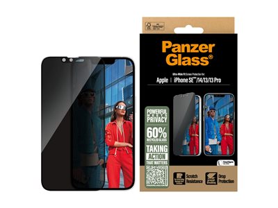 PanzerGlass - Ochrana obrazovky pro mobilní telefon - ultraširoký střih s EasyAligner - sklo - s bezpečnostním filtrem - pro Apple iPhone 13, 13 Pro, 14