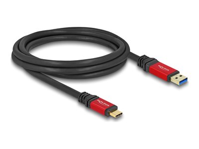 Delock - USB kabel - 24 pin USB-C (M) do USB typ A (M) - 2 m - rychlost přenosu dat až 10 Gbps, pozlacené kontakty - černá/červená