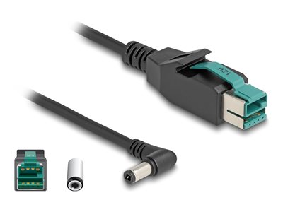 Delock - Kabel PoweredUSB - USB PlusPower (12 V) (M) do DC jack 5,5 x 2,5 mm (M) úhlový - 12 V - 1 m - černá