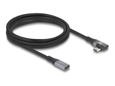 Delock - Prodlužovací USB kabel - 24 pin USB-C (M) levý/pravý úhel do 24 pin USB-C (F) - USB 2.0 / USB 3.2 / USB4 / Thunderbolt 3 - 48 V - 5 A - 2 m - až 20 Gbps rychlost přenosu dat, podpora napájení