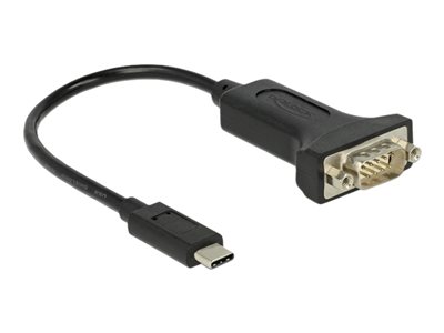 Delock - USB / sériový kabel - 24 pin USB-C (M) do DB-9 (M) - 15 cm - černá