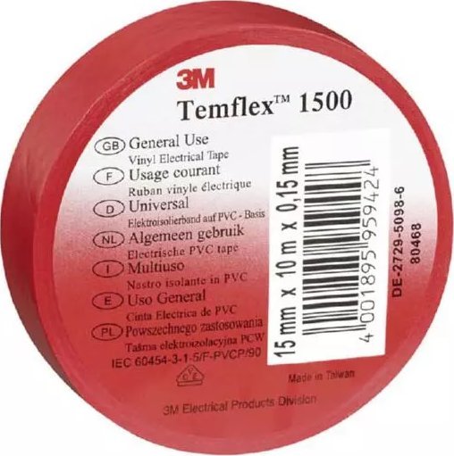 3M Temflex 1500 izolační páska DE272951166 19mmx20m červená