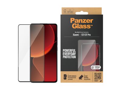PanzerGlass - Ochrana obrazovky pro mobilní telefon - ultra široký tvar - sklo - barva rámu černá - pro Xiaomi 13T, 13T Pro