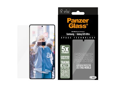 PanzerGlass Ceramic Protection - Ochrana obrazovky pro mobilní telefon - ultra široký tvar - sklo - barva rámu černá