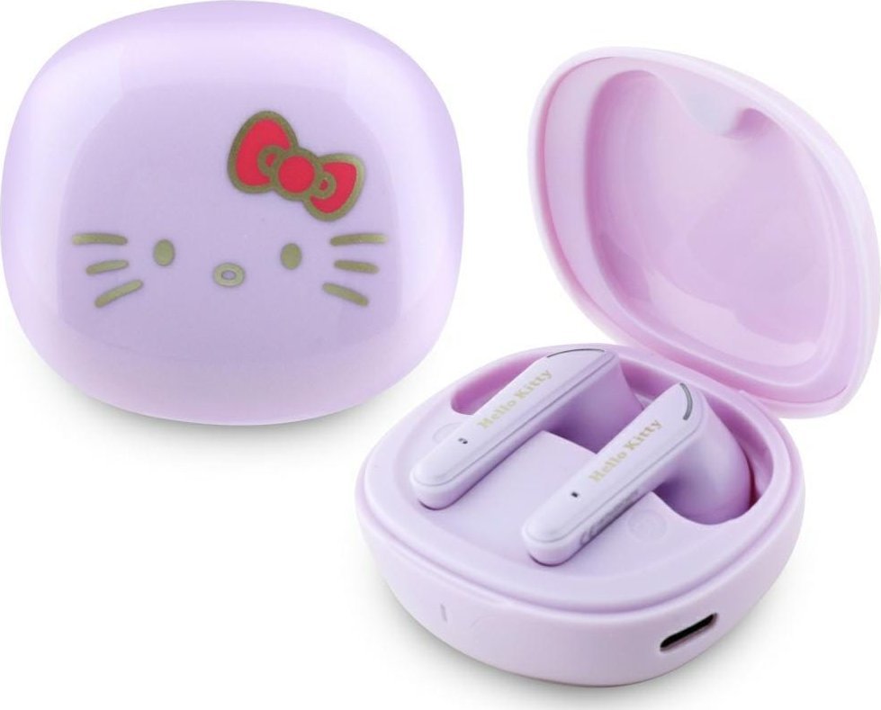 HelloKitty Sluchátka Hello Kitty TWS O s lesklým povrchem, fialová