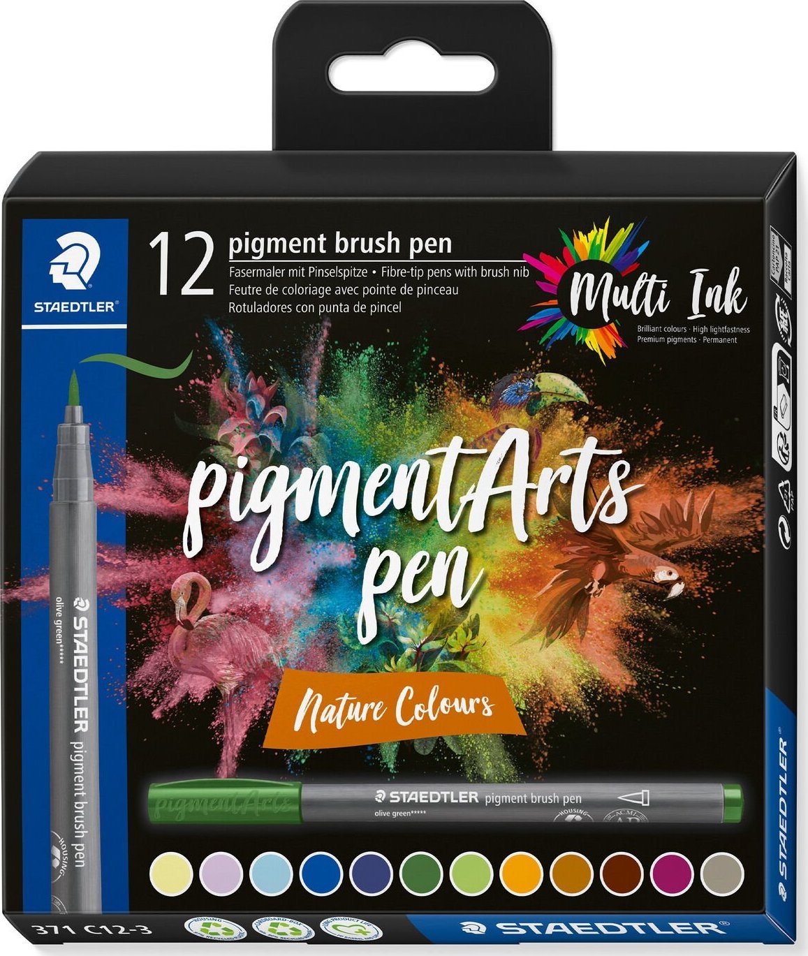 Staedtler STAEDTLER MultiInk pigmentové umělecké štětcové pero, sada 12 ks, přírodní maloobchod