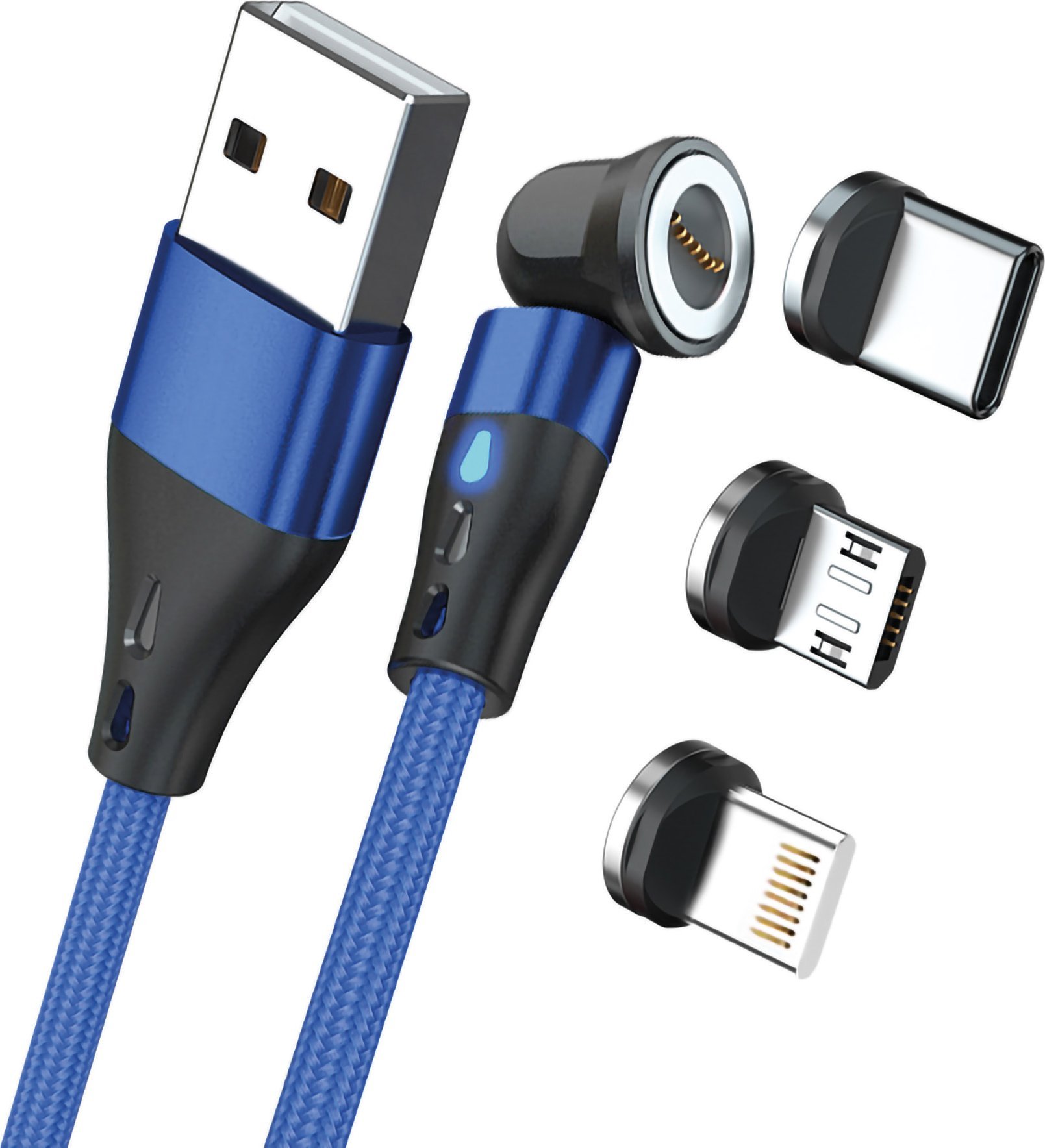 Realpower  Magnetický kabel 3 Amp, 2 m, blau mit Adapter USB kabel