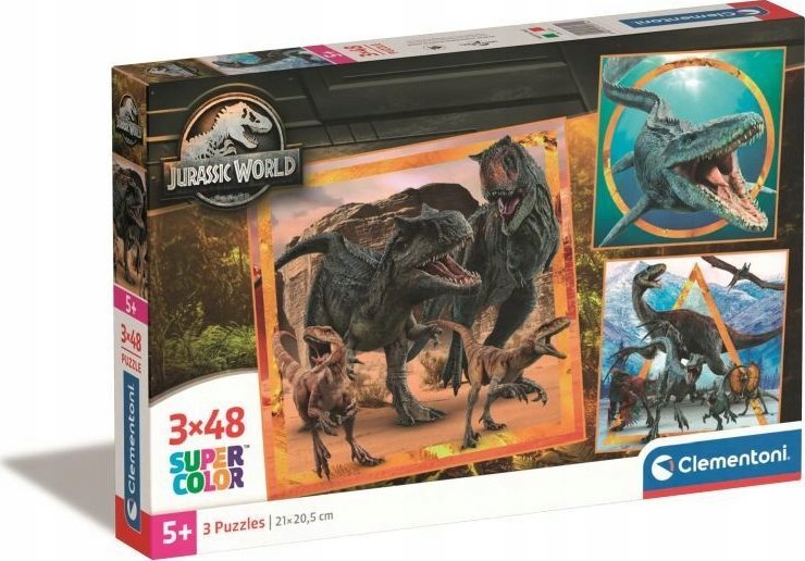 Clementoni Clementoni Puzzle 3x48el SuperColor štvorec Jurský svet 25314