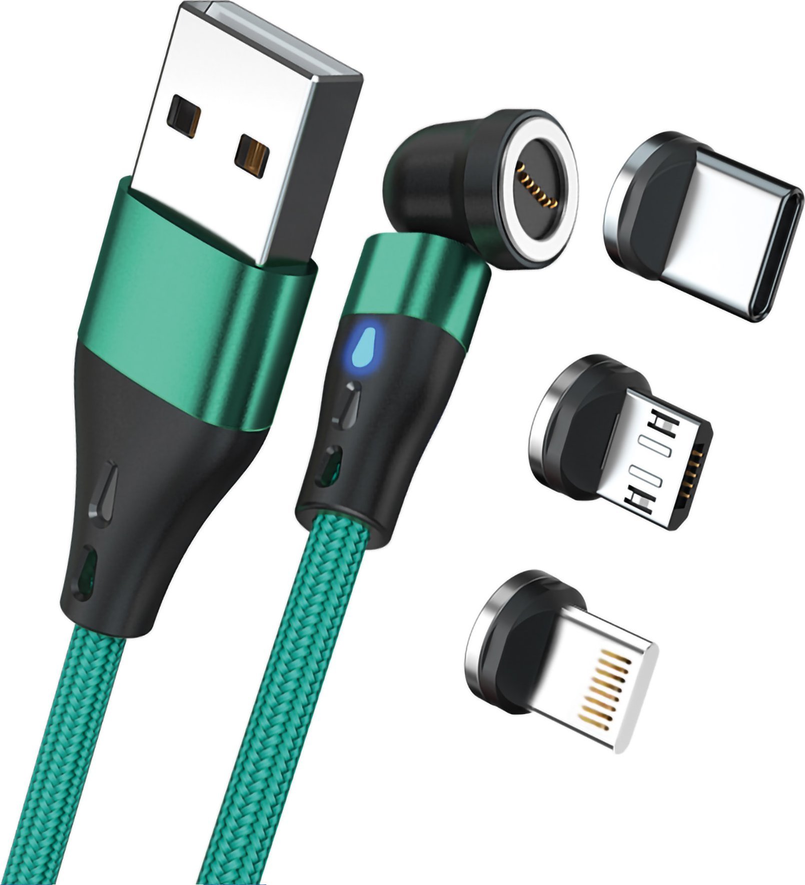 Realpower Magnetický kabel RealPower USB kabel 3 A, 2 m, s adaptérem